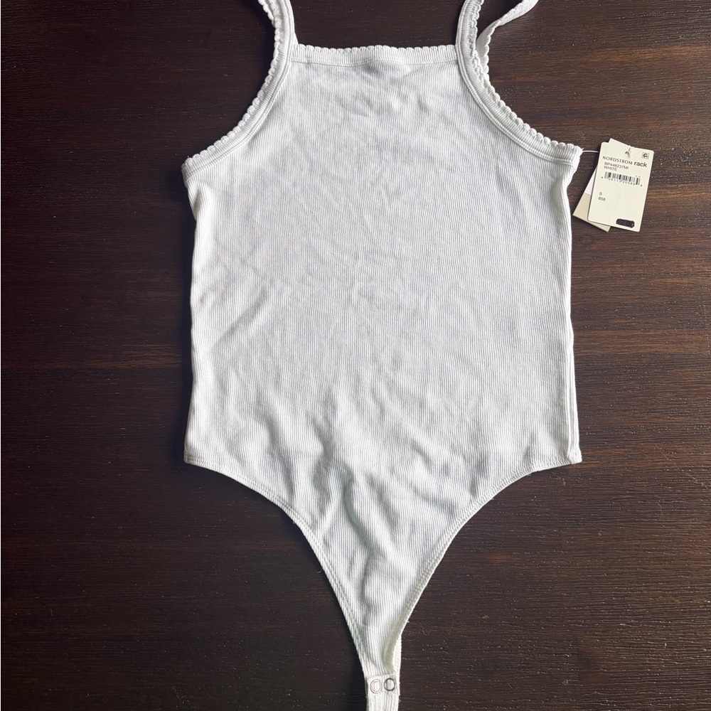 Nordstrom White Ribbed Girls One-Piece Bodysuit